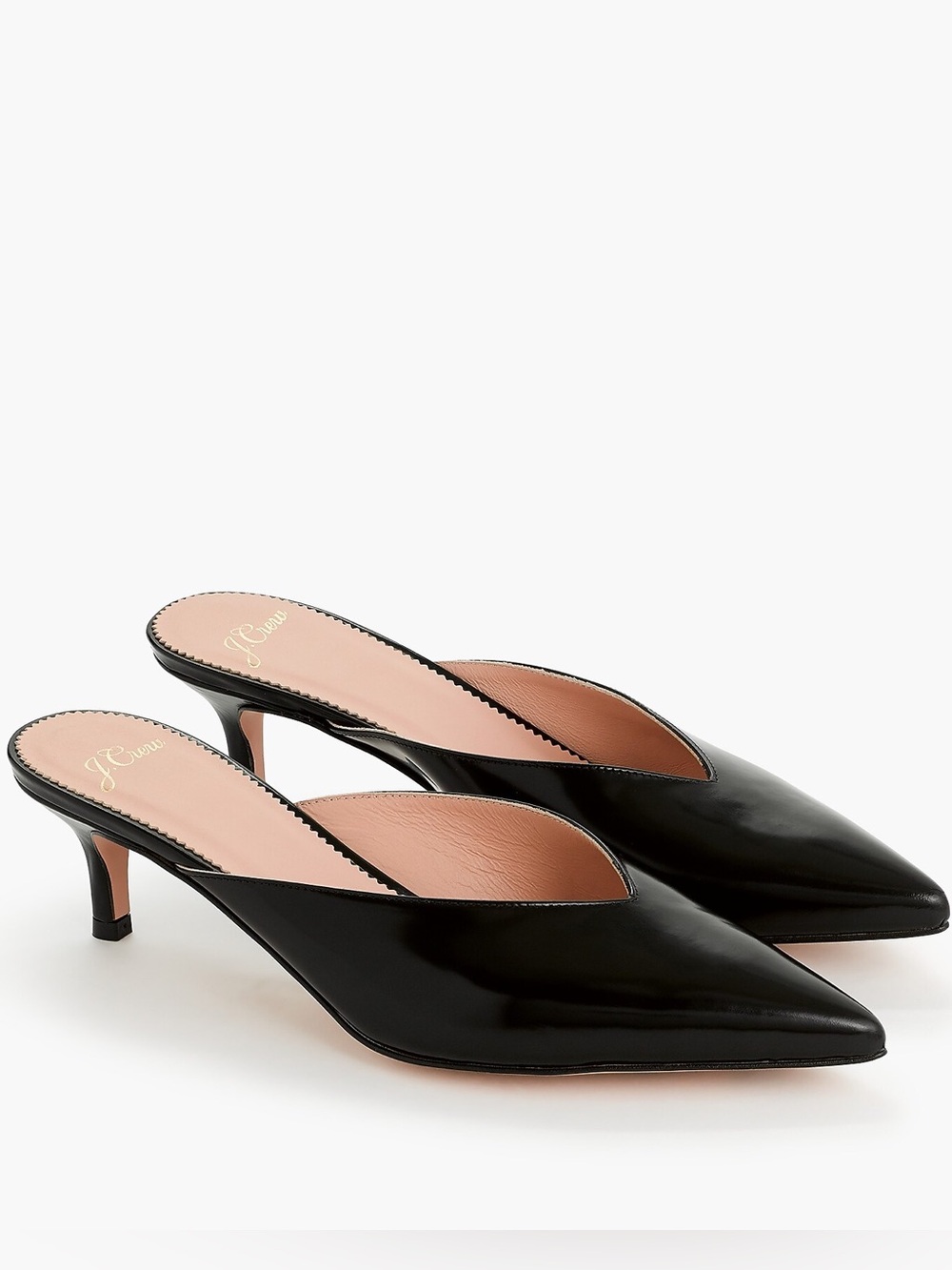 J.Crew Sophia kitten heels Italian leather Classic Chic Pointy Toe Black Shoes 7
